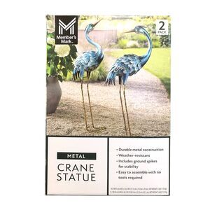 Member's Mark Metal Crane Statue, 2-Pack, Weather Resistant, Patina Finish